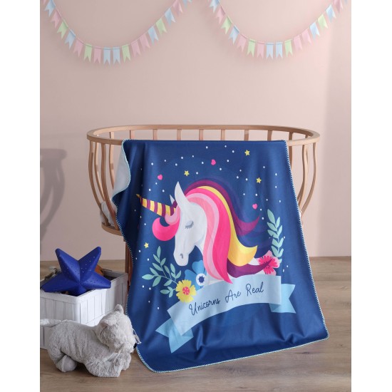 Polar Baskılı Bebek Battaniyesi 80x100 Cm Unicorn 